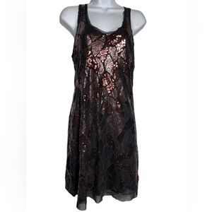 NWT Chelsea & Violet dress‎ size L bronze and black sequined party dress 🤎🖤🤎